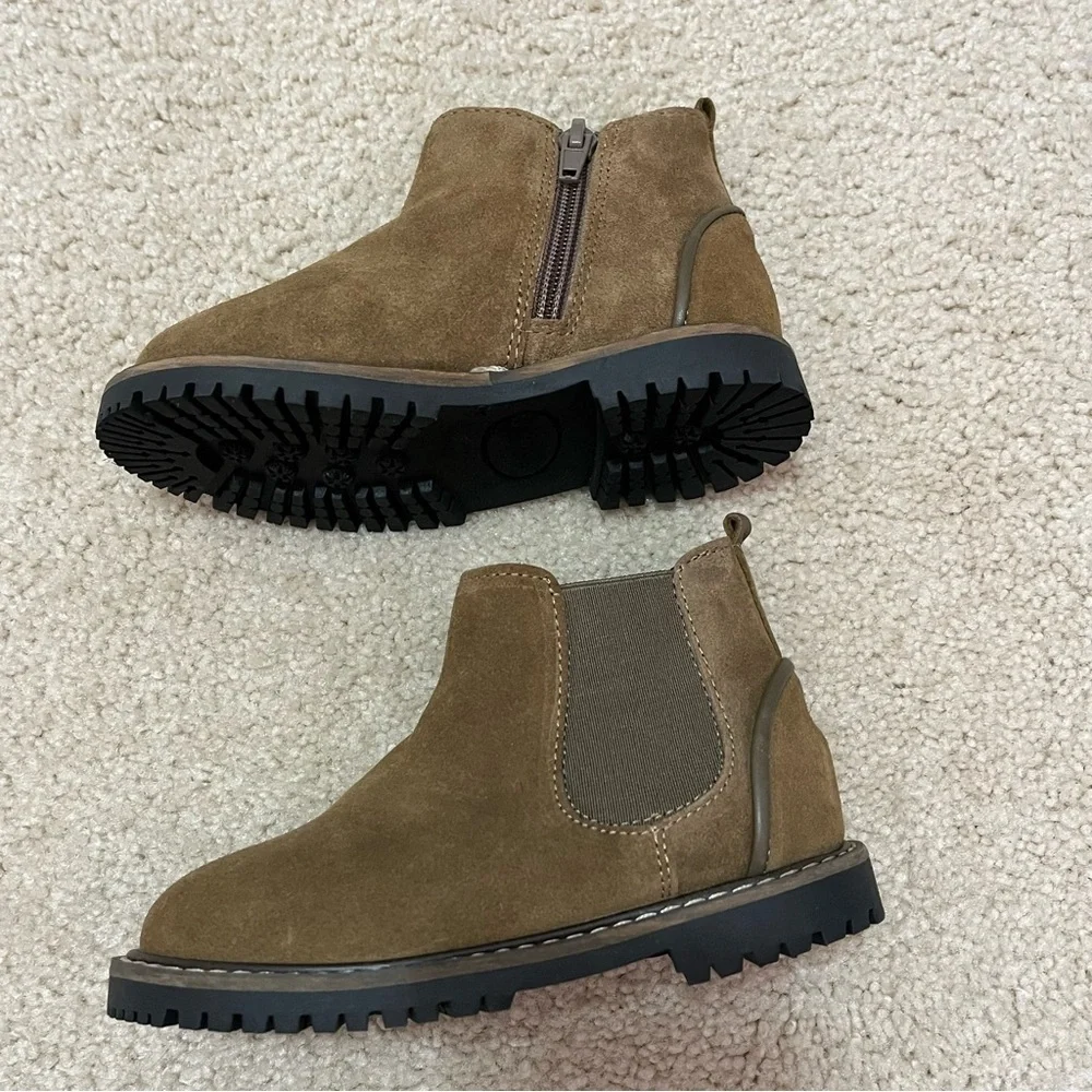 Zara Brown Suede Chunky Side Zipper Unisex Boots NWOT